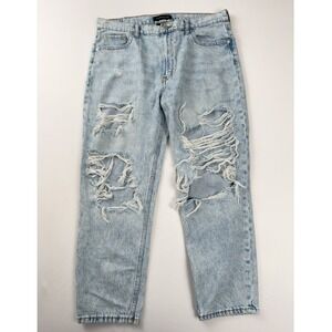 Aeropostale Ripped Distressed‎ Mom Jeans Light Wash Denim Size 14